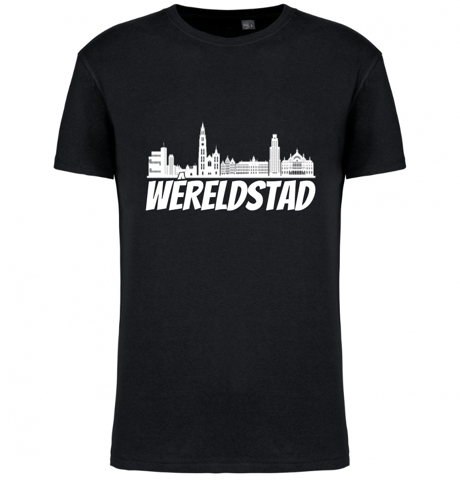 Premium T-shirt Wêreldstad - 100% Biokatoen