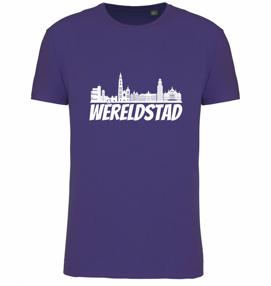 Premium T-shirt Wêreldstad - 100% Biokatoen