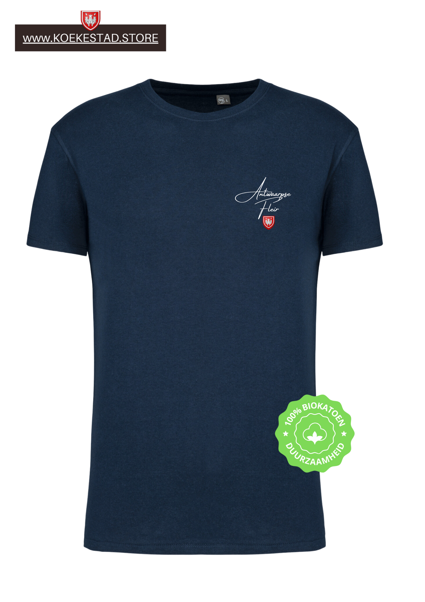 Premium A-Town Wear T-shirt Antwaarpse Fleir - marineblauw - 100% Biokatoen