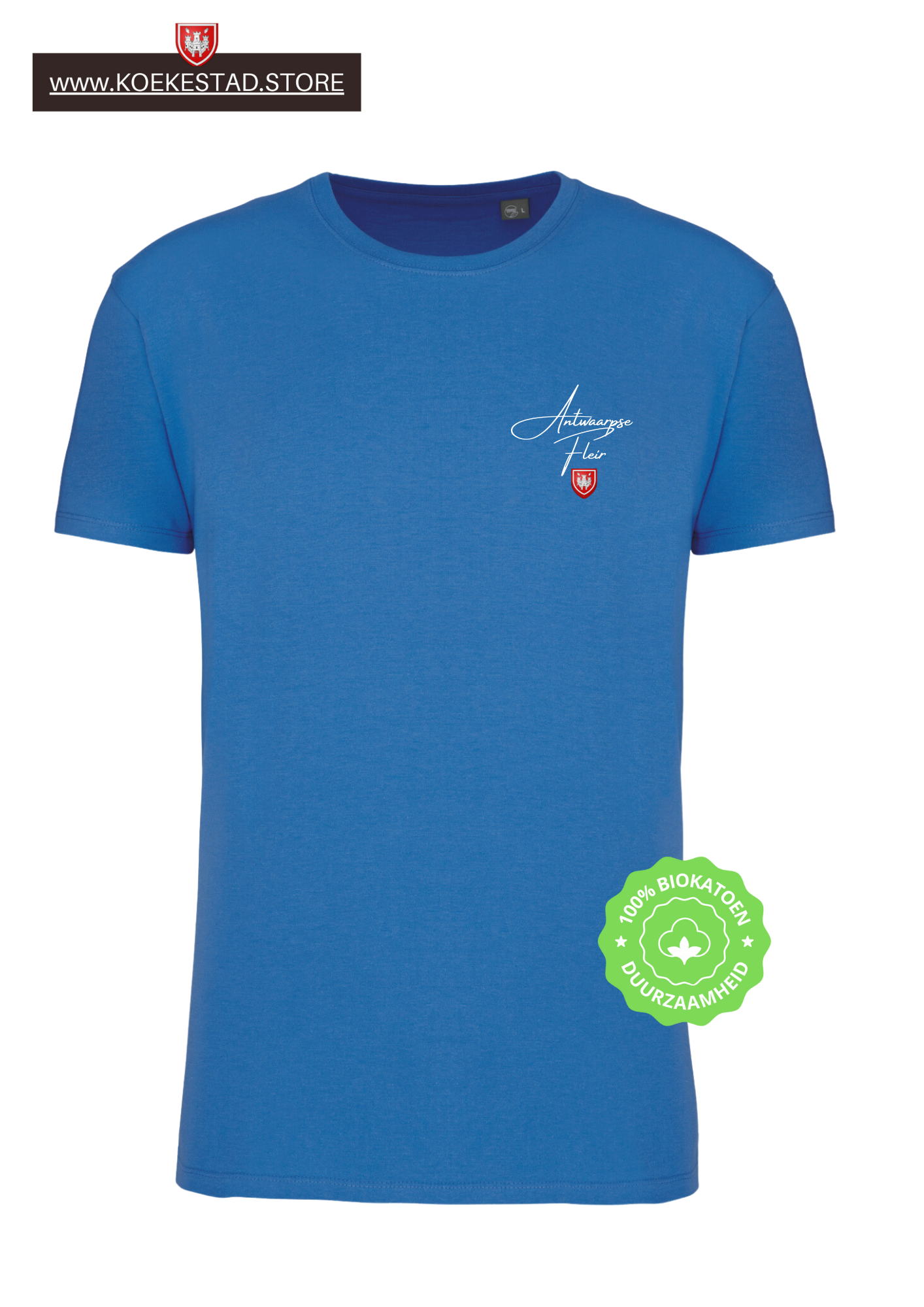 Premium A-Town Wear T-shirt Antwaarpse Fleir -blauw - 100% Biokatoen