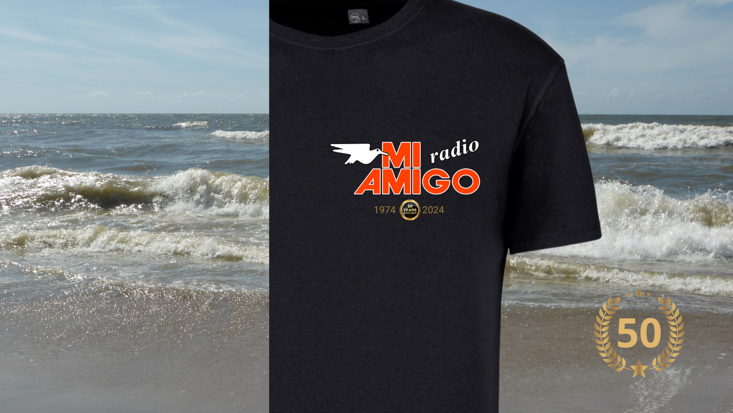 50 Jaar Mi Amigo Radio  t-shirt klein logo