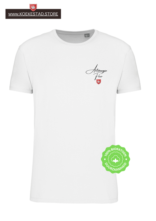 Premium A-Town Wear T-shirt Antwaarpse Fleir - wit - 100% Biokatoen