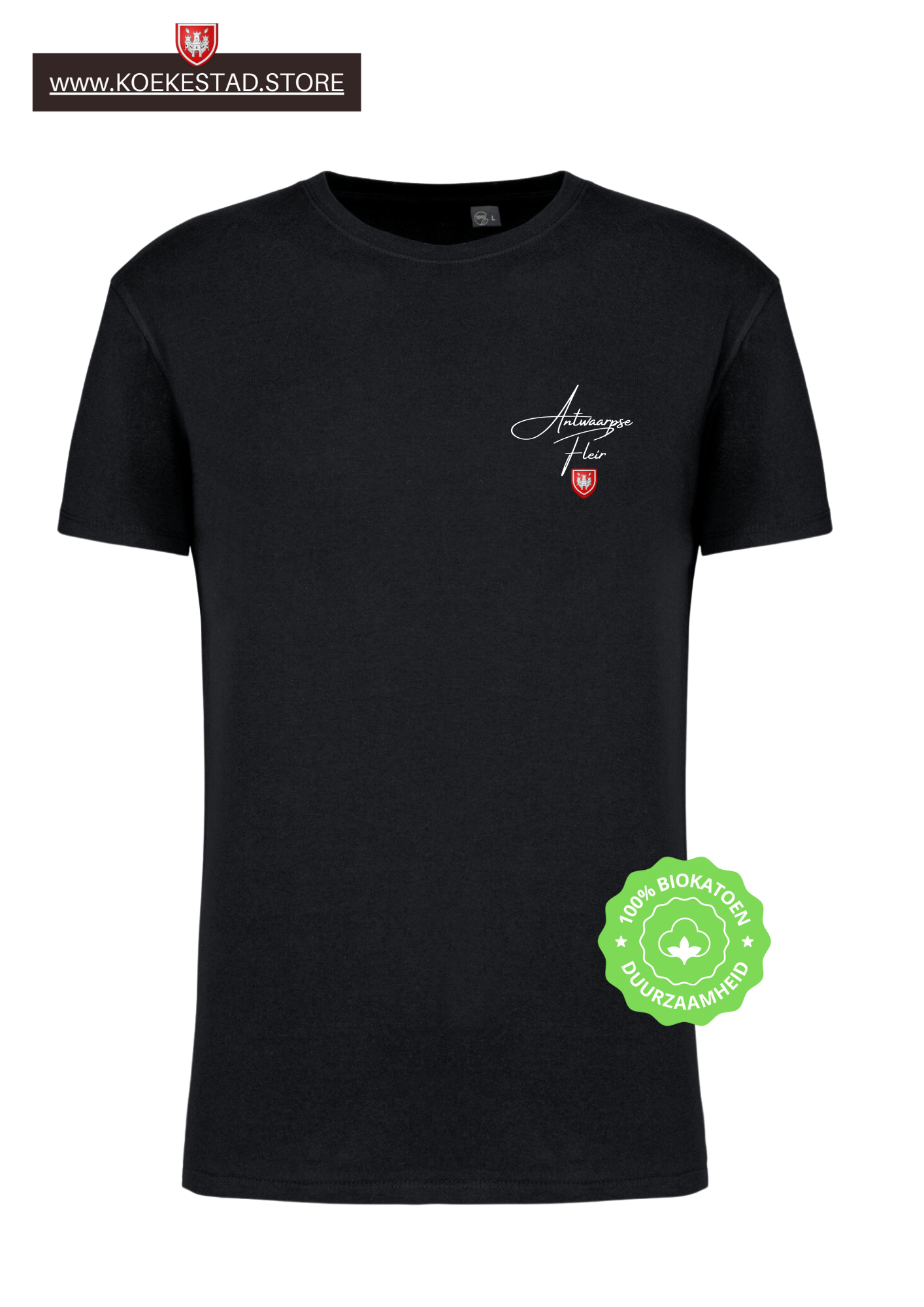 Premium A-Town Wear T-shirt Antwaarpse Fleir -zwart - 100% Biokatoen