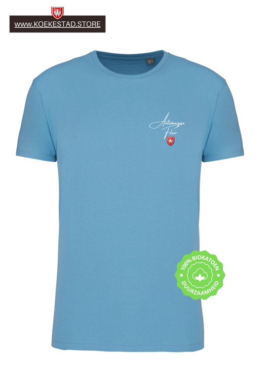 Premium A-Town Wear T-shirt Antwaarpse Fleir - lichtblauw - 100% Biokatoen